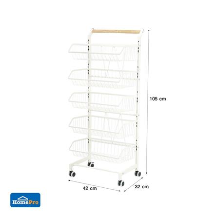 5-TIER UTILITY CART WITH CASTERS STACKO SUPER 42X32X105CM WHITE [EXCLUSIVE FROM HOMEPRO THAILAND]