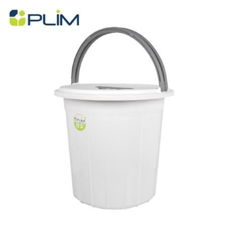 BUCKET WITH LID PLIM 17L WHITE/GREY