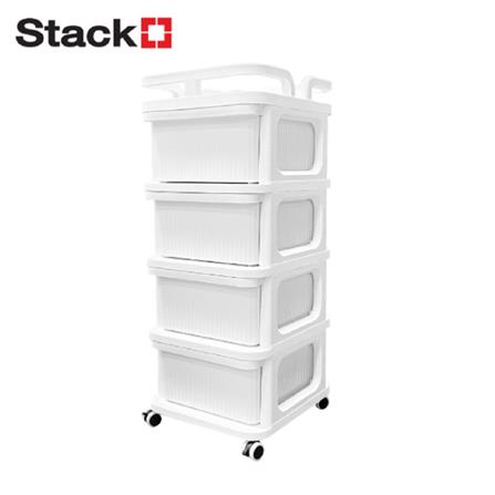 4-TIER DRAWER UNIT STACKO CART 35X38.5X86CM WHITE