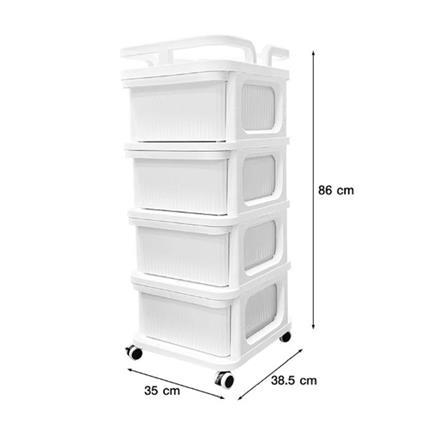4-TIER DRAWER UNIT STACKO CART 35X38.5X86CM WHITE