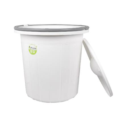 BUCKET WITH LID PLIM 29L WHITE/GREY