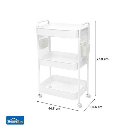 3-TIER UTILITY CART WITH CASTERS STACKO MISSY 44.7X30.6X77.9CM WHITE [EXCLUSIVE FROM HOMEPRO THAILAND]