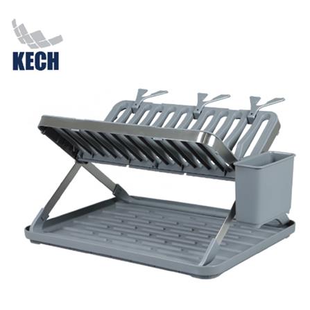 PLASTIC/SS DISH RACK, CROSS LEGS KECH 48.5X33.5X27CM GREY