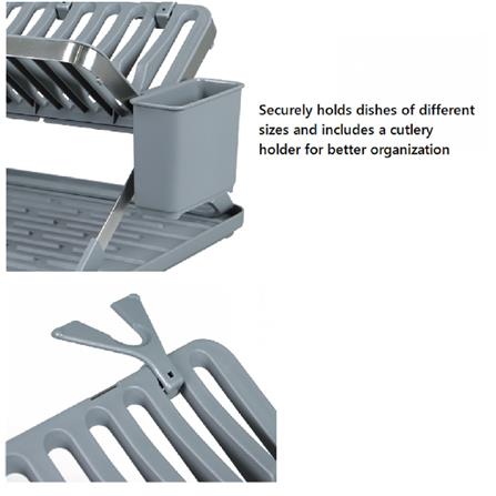 PLASTIC/SS DISH RACK, CROSS LEGS KECH 48.5X33.5X27CM GREY