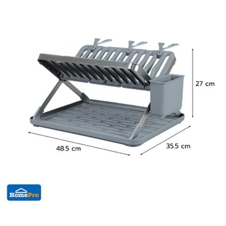PLASTIC/SS DISH RACK, CROSS LEGS KECH 48.5X33.5X27CM GREY