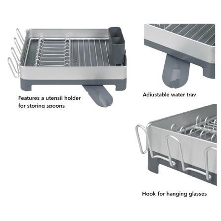 ALUMINIUM DISH RACK 1 TIER ALUMA KECH 46X32.1X16.6CM GREY