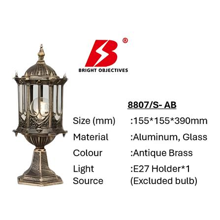 PRE-ORDER BRIGHT OBJECTIVES GATE LAMP 8808/S 500MM E27 ANTIQUE BRASS