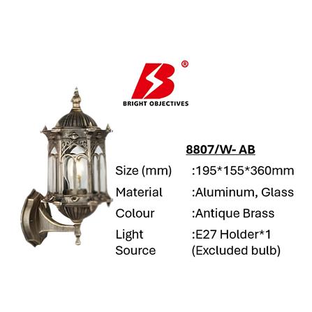 PRE-ORDER BRIGHT OBJECTIVES WALL OUTDOOR 8808/W 460MM E27 ANTIQUE BRASS