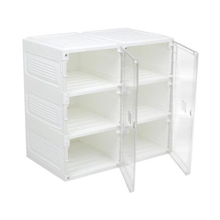 6-COMPARTMENT SHOE BOX STACKO CLAIRE 53X34X51CM WHITE/CLEAR [EXCLUSIVE FROM HOMEPRO THAILAND]