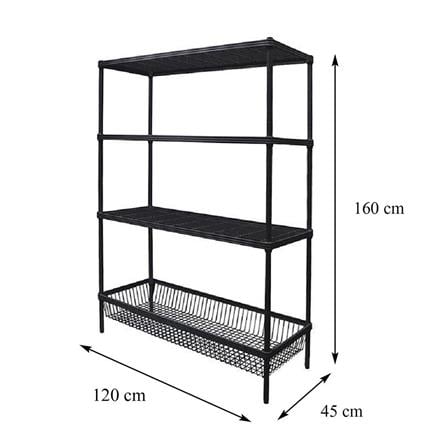 3-TIER SHELVING UNIT + 1 BASKET FURDINI LINEAR BLACK [EXCLUSIVE FROM HOMEPRO THAILAND]