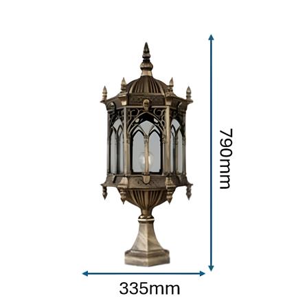 PRE-ORDER BRIGHT OBJECTIVES GATE LAMP 8809/S 790MM E27 ANTIQUE BRASS