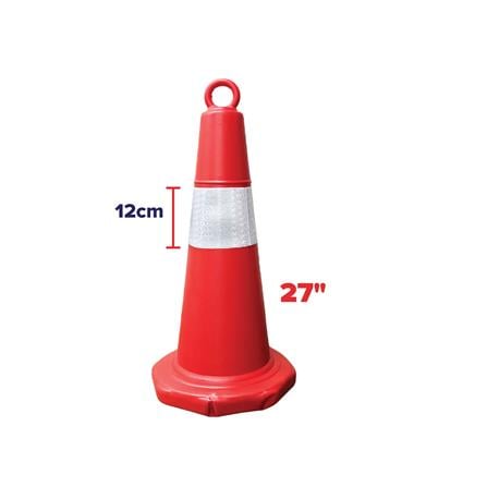 AMAN SAFETY CONE WITH REFLECTIVE TAPE 27"