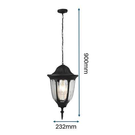 PRE-ORDER BRIGHT OBJECTIVES PENDANT OUTDOOR LAMP 8814/P 900MM E27 BLACK
