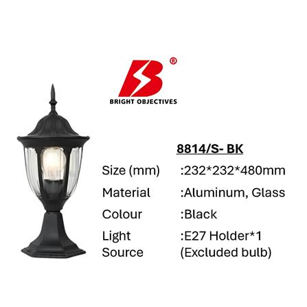 PRE-ORDER BRIGHT OBJECTIVES GATE LAMP 8814/S 480MM E27 BLACK