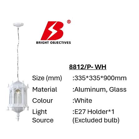PRE-ORDER BRIGHT OBJECTIVES PENDANT OUTDOOR LAMP 8812/P 900MM E27 WHITE