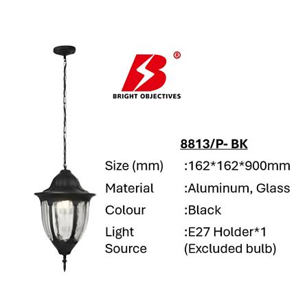 PRE-ORDER BRIGHT OBJECTIVES PENDANT OUTDOOR LAMP 8813/P 900MM E27 BLACK
