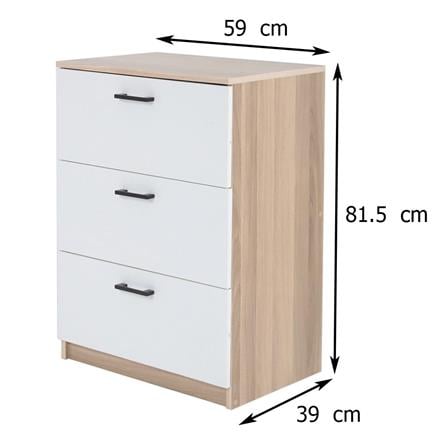 CHEST OF 3 DRAWERS FURDINI AMORE WHITE OAK/WHITE [EXCLUSIVE FROM HOMEPRO THAILAND]