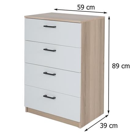 CHEST OF 4 DRAWERS FURDINI AMORE WHITE OAK/WHITE [EXCLUSIVE FROM HOMEPRO THAILAND]