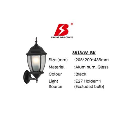 BRIGHT OBJECTIVES WALL OUTDOOR 8818/W 435MM E27 BLACK