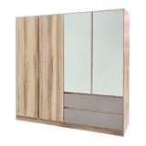 WARDROBE WITH 4 DOORS FURDINI FINE 200CM WOOD PATTERN/CREAM/WHITE