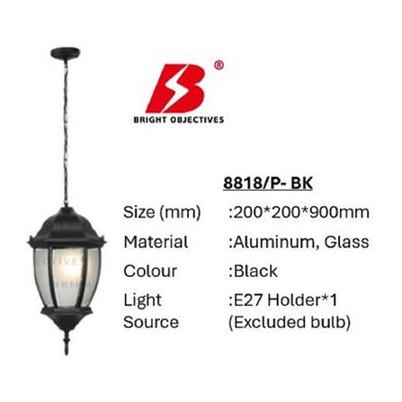 PRE-ORDER BRIGHT OBJECTIVES PENDANT OUTDOOR LAMP 8819/P 900MM E27 BLACK