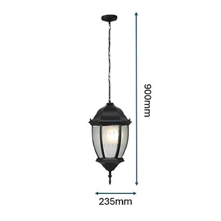 PRE-ORDER BRIGHT OBJECTIVES PENDANT OUTDOOR LAMP 8819/P 900MM E27 BLACK