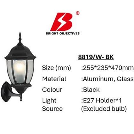PRE-ORDER BRIGHT OBJECTIVES WALL OUTDOOR 8819/W 470MM E27 BLACK