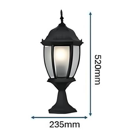 PRE-ORDER BRIGHT OBJECTIVES GATE LAMP 8819/S 520MM E27 BLACK