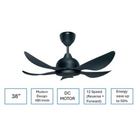 DEKA CEILING FAN GENO 38 MATTE BLACK 5B 38"