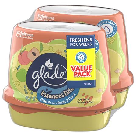 GLADE SCENTED GEL ESSENCES ELITE TWIN PACK 180G CRISP GREEN APPLE & PEACH