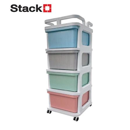 4-TIER DRAWER UNIT STACKO CART 35X38.5X86CM PASTEL