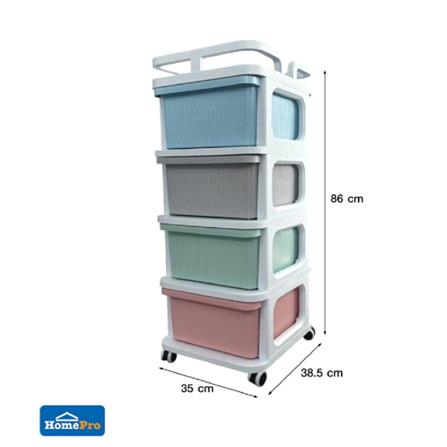 4-TIER DRAWER UNIT STACKO CART 35X38.5X86CM PASTEL