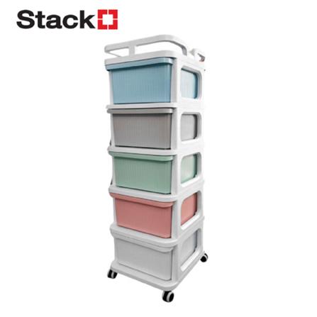 5-TIER DRAWER UNIT STACKO CART 35X38.5X104CM PASTEL