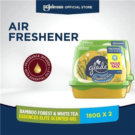 GLADE SCENTED GEL ESSENCES ELITE TWIN PACK 180G BAMBOO FOREST & WHITE TEA