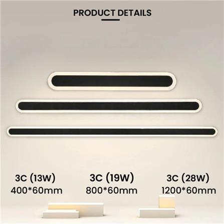 BRIGHT OBJECTIVES WALL LAMP 14233/1200 BK 3 COLOR 28 WATT BLACK