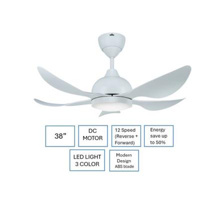 DEKA CEILING FAN GENO 38 LED MATTE WHITE 5B 38"