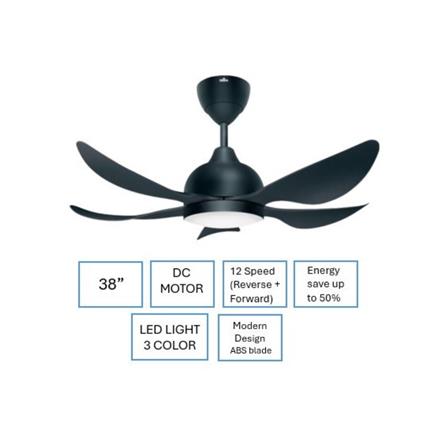 DEKA CEILING FAN GENO 38 LED MATTE BLACK 5B 38"