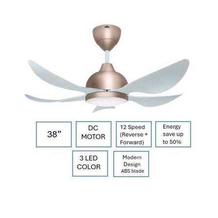 DEKA CEILING FAN GENO 38 LED ROSE GOLD 5B 38"