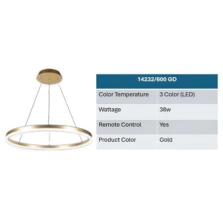 BRIGHT OBJECTIVES PENDANT LAMP 14232/600 GD 3 COLOR 38 WATT GOLD
