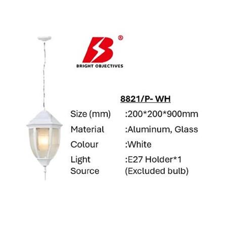 PRE-ORDER BRIGHT OBJECTIVES PENDANT OUTDOOR LAMP 8821/P 900MM E27 WHITE