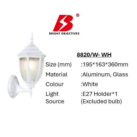 BRIGHT OBJECTIVES WALL OUTDOOR 8820/W 36CM E27 WHITE