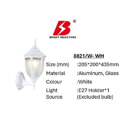 PRE-ORDER BRIGHT OBJECTIVES WALL OUTDOOR 8821/W 435MM E27 WHITE