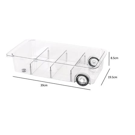 FRIDGE BOX STORAGE WITH WHEEL KECH 39X19.5X8.5 CLEAR