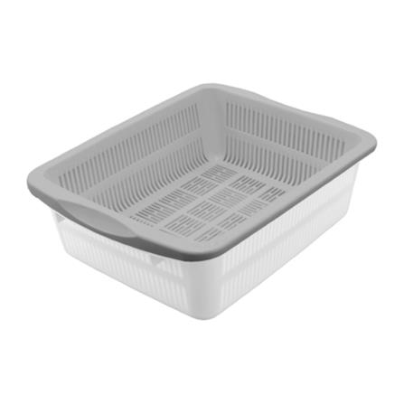 RECTANGULAR VEGETABLE DRAINER BASKET KECH VEGGIE WHITE/GREY