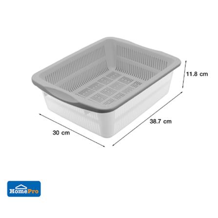 RECTANGULAR VEGETABLE DRAINER BASKET KECH VEGGIE WHITE/GREY