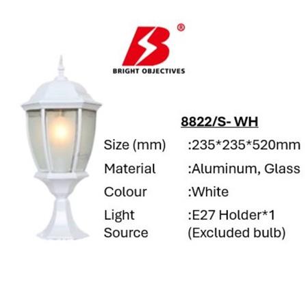 PRE-ORDER BRIGHT OBJECTIVES GATE LAMP 8822/S 520MM E27 WHITE