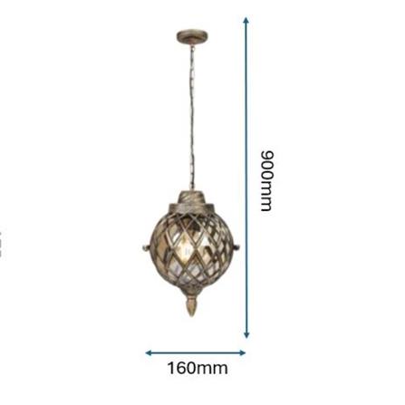 PRE-ORDER BRIGHT OBJECTIVES PENDANT OUTDOOR LAMP 8825/P 900MM E27 ANTIQUE BRASS