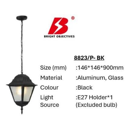 PRE-ORDER BRIGHT OBJECTIVES PENDANT OUTDOOR LAMP 8823/P 900MM E27 BLACK