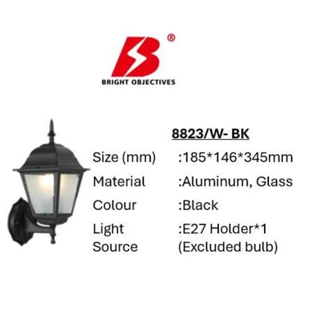 BRIGHT OBJECTIVES WALL OUTDOOR 8823/W 345MM E27 BLACK