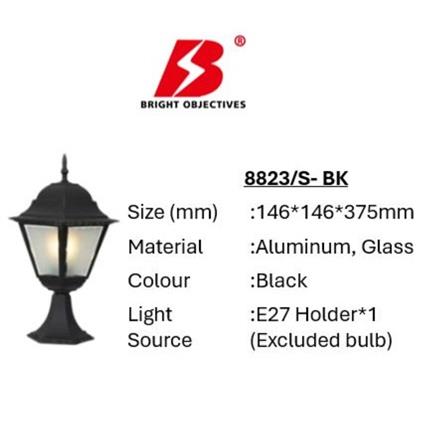 PRE-ORDER BRIGHT OBJECTIVES GATE LAMP 8823/S 375MM E27 BLACK